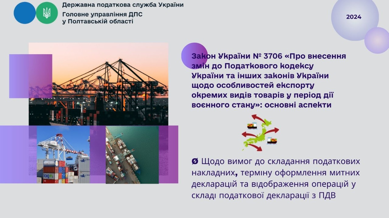 Закон України № 3706 «Про внесення змін до Податкового кодексу України та інших законів України щодо особливостей експорту окремих видів товарів  у період дії воєнного стану»: основні аспекти