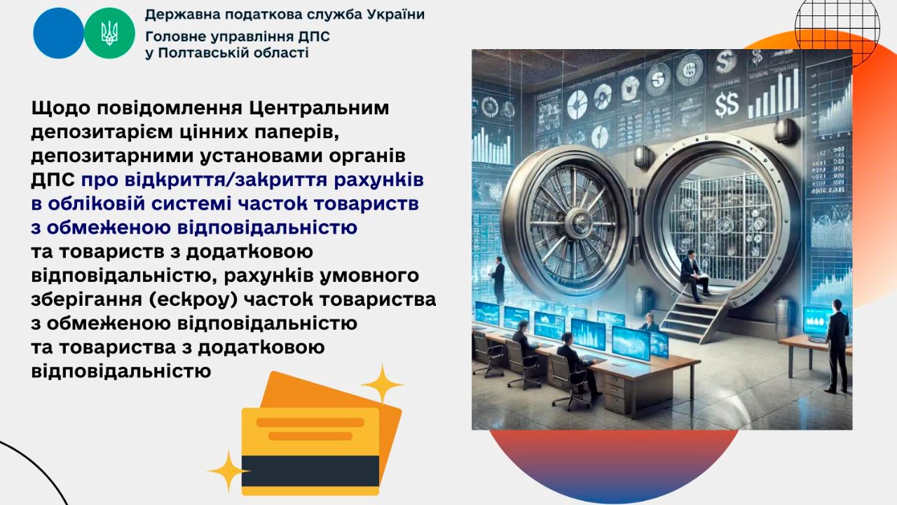 Щодо повідомлення Центральним депозитарієм цінних паперів, депозитарними установами органів ДПС про відкриття/закриття рахунків  в обліковій системі часток товариств з обмеженою відповідальністю  та товариств з додатковою відповідальністю...